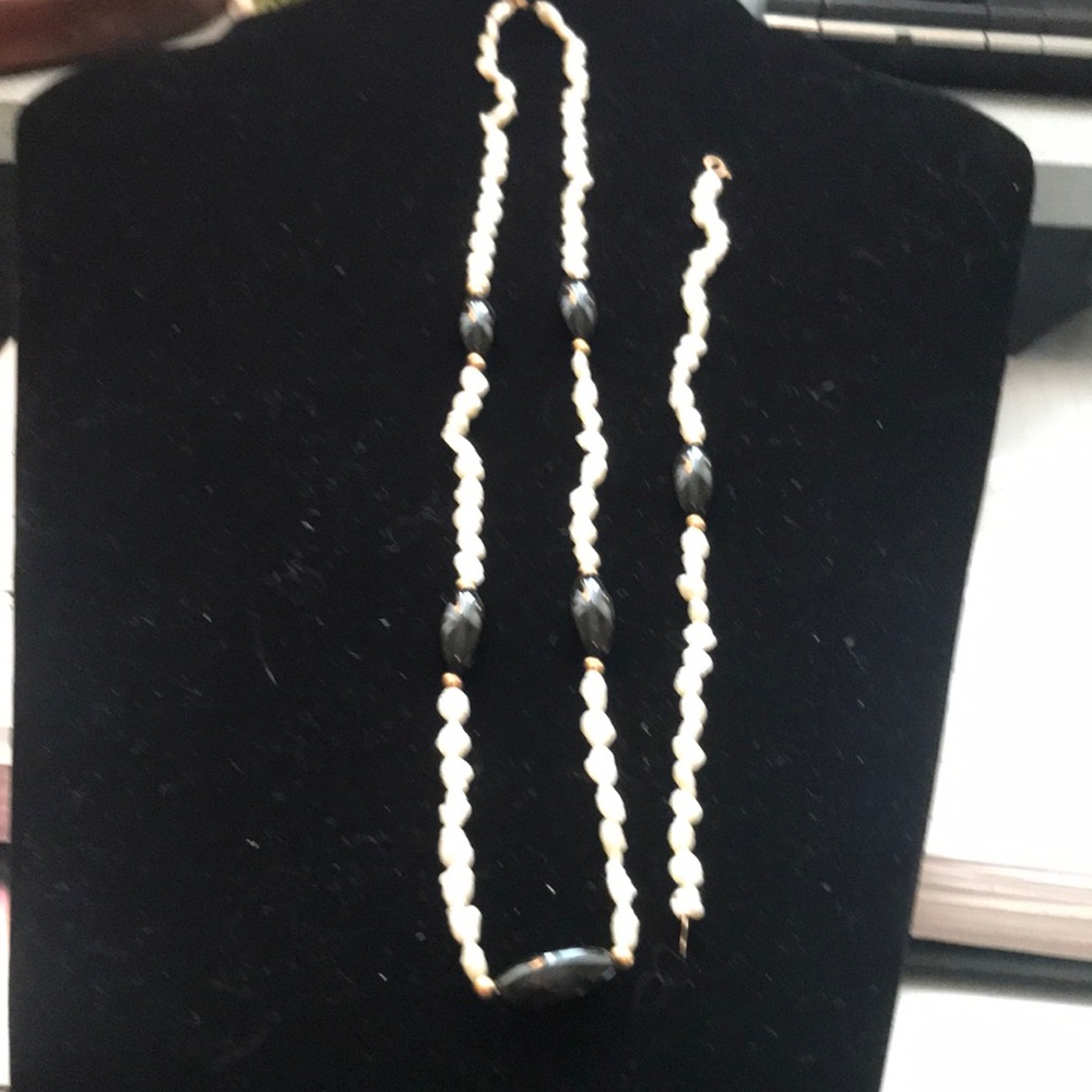 Matching fresh water pearl set with black onyx